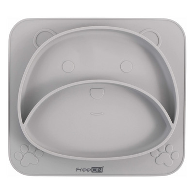 FREEON Talerz silikonowy szary miś z przyssawką 1 sztuka