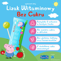 Lizaki witaminowe Świnka Peppa BEZ CUKRU smak jabłkowy 1 sztuka