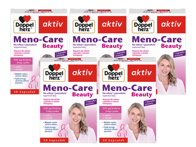 Doppelherz aktiv Meno-Care Beauty na włosy i paznokcie MENOPAUZA ZESTAW 5 x 30 kapsułek
