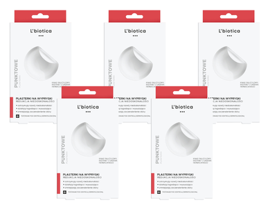 L'BIOTICA punktowe plasterki na wypryski CZYSTA, ZDROWA CERA ZESTAW 5 x 36 sztuk