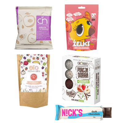 Zestaw zdrowych słodyczy bez cukru 5 sztuk ŚWIĄTECZNE PACZKI