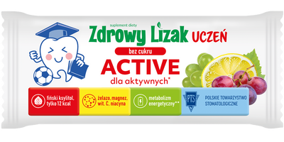Denti-Pop Active lizak BEZ CUKRU na koncentrację WINGRONA & CYTRYNA 1 sztuka