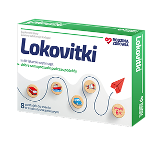 Rodzina Zdrowia Lokovitki na lokomocję o smaku truskawkowym do ssania 8 pastylek