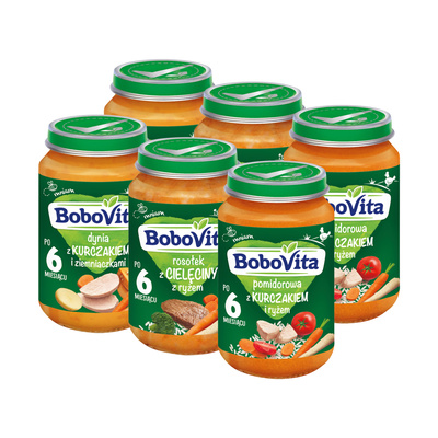 Zestaw Bobovita Obiadek Bez glutenu od 6 miesiąca 6 sztuk