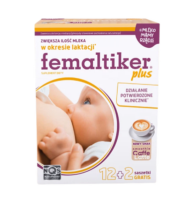 Femaltiker Plus wspomaganie LAKTACJI karmienie smak CAFFE LATTE 14 saszetek