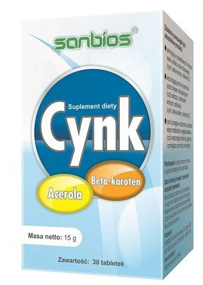 SANBIOS cynk, acerola, beta karoten 30 tabletek
