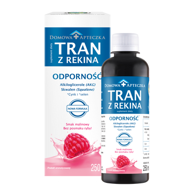Tran z rekina smak malinowy ODPORNOŚĆ, bez cukru 250 ml