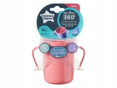 Tommee Tippee kubek 6m+ różowy 360° EASIFLOW z uchwytem 200ml