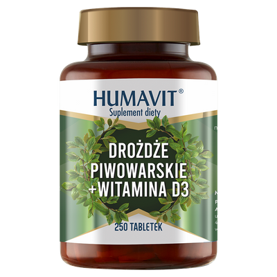 Humavit Suplement diety drożdże piwowarskie + witamina D3 250 tabletek