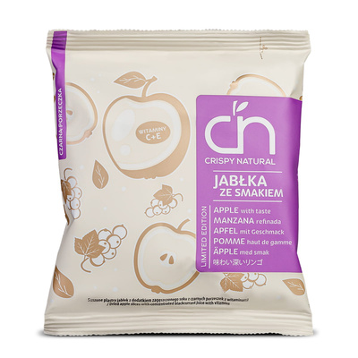 Crispy Natural Jabłka ze smakiem Czarna porzeczka Suszone chipsy z jabłek 18 g