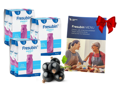 Fresubin® Energy Drink, smak czarna porzeczka, ZESTAW 12 x 200 ml.  Żywność specjalnego przeznaczenia medycznego. Dieta na Start + MENU GRATIS!