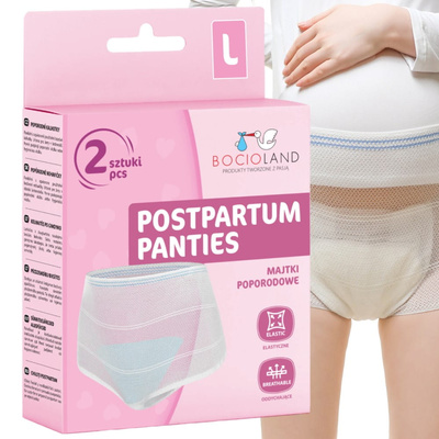Bocioland majtki bezuciskowe poporodowe siateczkowe rozmiar L 2 sztuki