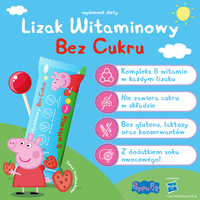 Lizaki witaminowe Świnka Peppa BEZ CUKRU smak truskawkowy 1 sztuka