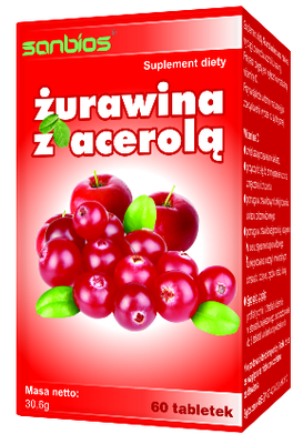 SANBIOS żurawina z acerolą pokrzywa skrzyp UKŁAD MOCZOWY 60 tabletek