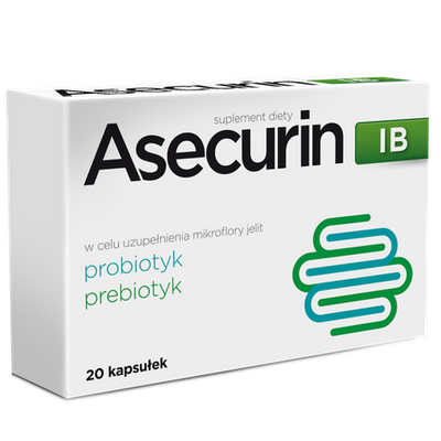 Asecurin IB probiotyk prebiotyk mikroflora jelitowa 20 kapsułek