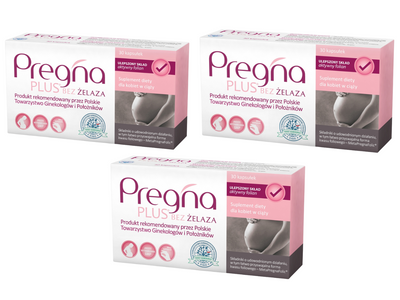 Pregna Plus bez żelaza dla kobiet w ciąży ZESTAW 3 x 30 kapsułek
