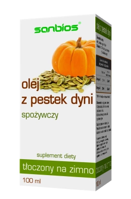 SANBIOS spożywczy olej z pestek dyni UKŁAD MOCZOWY, PROSTATA 100 ml