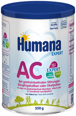 Humana Expert AC Żywność specjalnego przeznaczenia medycznego od urodzenia na kolki i zaparcia 350 g