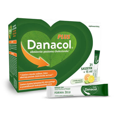 Danacol Plus w żelu na obniżenie cholestereolu smak cytrusowy ZESTAW 3 x 21 saszetek