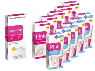 Pink test owulacyjny 5 sztuk + 5 testów płytkowych + 5 testów strumieniowych super czuły