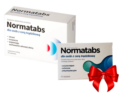 Normatabs ZESTAW suplement dla cery trądzikowej 30 tabletek i krem + GRATIS!