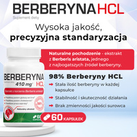 Berberyna HCL ODCHUDZANIE APETYT WĄTROBA 410 mg 60 kapsułek