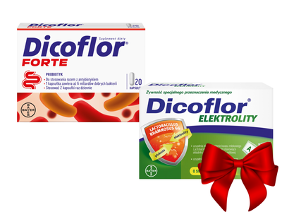 Dicoflor Forte probiotyk 6 milardów bakterii 20 kapsułek + Dicoflor elektrolity 12 saszetek GRATIS!