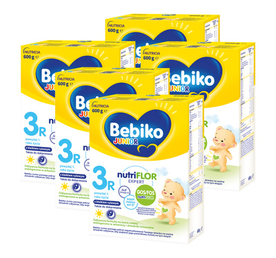 Bebiko Junior 3R Odżywcza formuła na bazie mleka dla dzieci powyżej 1. roku życia ZESTAW 5x600g