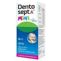 Dentosept A Mini spray, ulga na afty pleśniawki i bolesne ząbkowanie smak malinowy 30 ml