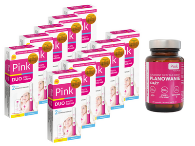 Zestaw planowanie ciąży PINK zestaw testy płytkowe i strumieniowe + suplement