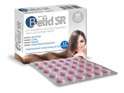 Belid SR Suplement diety z biotyną na zdrowe włosy, skórę i paznokcie 60 tabletek