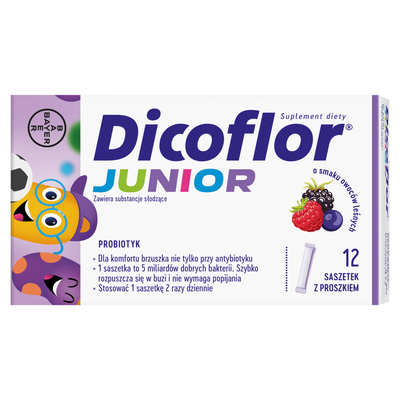 Dicoflor Junior probiotyk dla dzieci o smaku owoców leśnych 12 saszetek