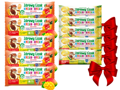 Zdrowy lizak dla dzieci mniam mniam z witaminami smak mango ŁEZKA 5 sztuk + GRATIS!