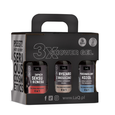 LaQ zestaw prezentowy MĘSKI 3 żele pod prysznic 100 ml i 3 szampony 100 ml