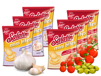 Salatini mini bites chrupiące grzanki RÓŻNE SMAKI ZESTAW 6 x 45 g