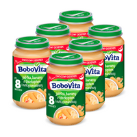 BoboVita Jabłka i banany z biszkoptem po 8. miesiącu ZESTAW 6x190g