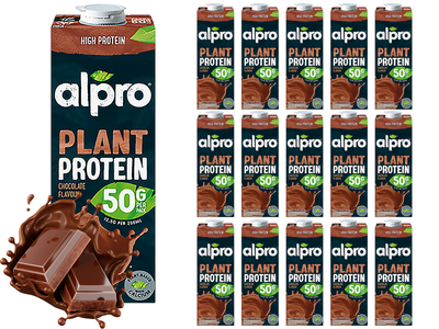 Alpro Napój sojowy o smaku czekoladowym proteinowy wysokobiałkowy ZESTAW 16 x 1 L