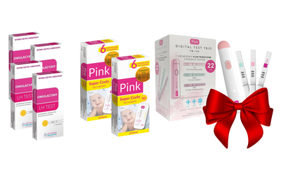Zestaw Domowe Laboratorium Test owulacyjny LH 40szt + Pink Test ciążowy płytkowy super czuły 2szt + zestaw do monitorowania płodności GRATIS!