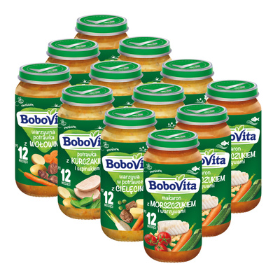 BoboVita Zestaw Mix-2 Obiadków po 12 miesiącu 12x250g