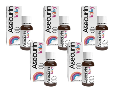 Asecurin Baby krople dla niemowląt od urodzenia ZESTAW 5 x 10 ml