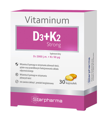 Starpharma Vitaminum D3+K2 Strong ZDROWE KOŚCI 30 kapsułek