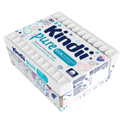 Kindii Pure Patyczki dla niemowląt i dzieci ZESTAW 3 x 60 sztuk