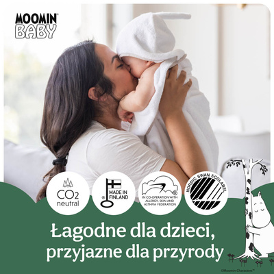 Muumi Baby Pants 6 Junior 12-20 kg (52 szt), eko pieluchomajtki + CHUSTECZKI BEGGS GRATIS!