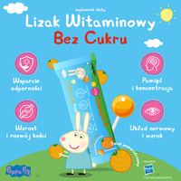 Lizaki witaminowe Świnka Peppa BEZ CUKRU smak pomarańczowy 1 sztuka