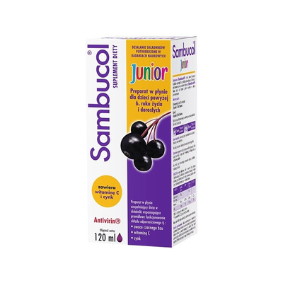 Sambucol Junior, płyn dla dzieci po 6 roku życia i dorosłych 120 ml