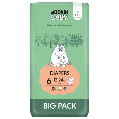 Moomin Baby pieluszki eko Diapers 6 12-24 kg BIG PACK 51 sztuk