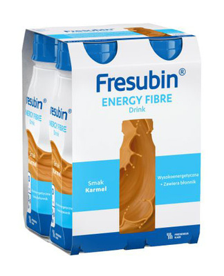 Fresubin® Energy Fibre Drink, smak karmelowy, 4 x 200 ml.  Żywność specjalnego przeznaczenia medycznego. Bogata w błonnik.