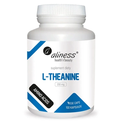 Aliness L-Theanine, L-teanina 200 mg RELAKS SPOKÓJ 100 kapsułek 