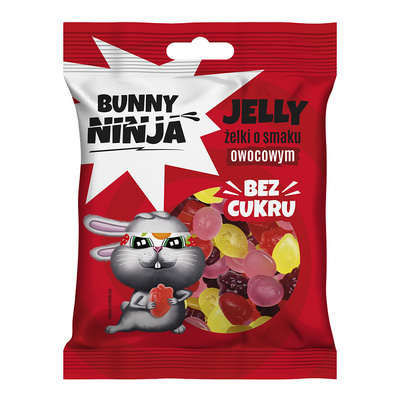 Bunny Ninja żelki owocowe w kształcie owoców bez cukru 75 g