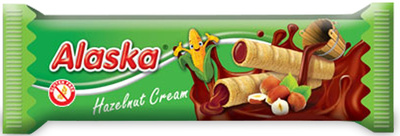 Alaska bezglutenowe, kukurydziane rurki z kremem o smaku orzechów laskowych 18 g